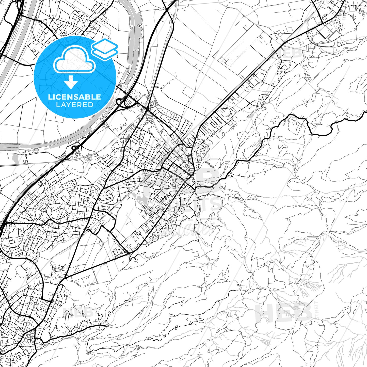 Layered PDF map of Hohenems, Vorarlberg, Austria