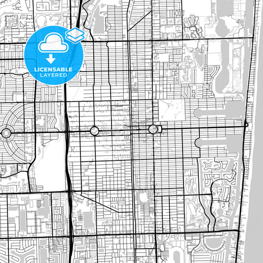 Layered PDF map of Hollywood, Florida, United States