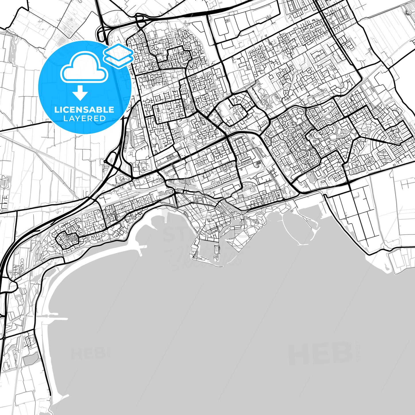 Layered PDF map of Hoorn, North Holland, Netherlands