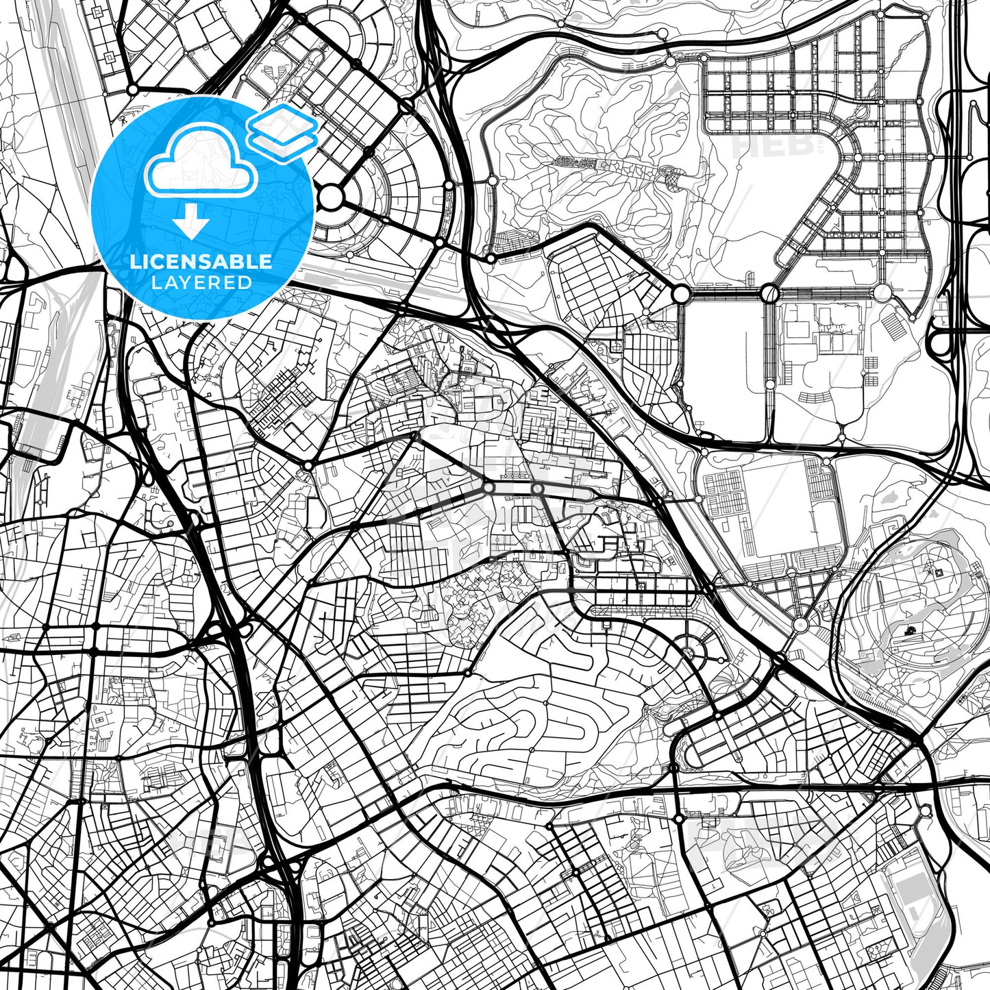 Layered PDF map of Hortaleza, Madrid, Spain