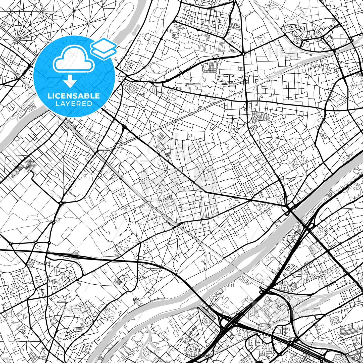 Layered PDF map of Houilles, Yvelines, France