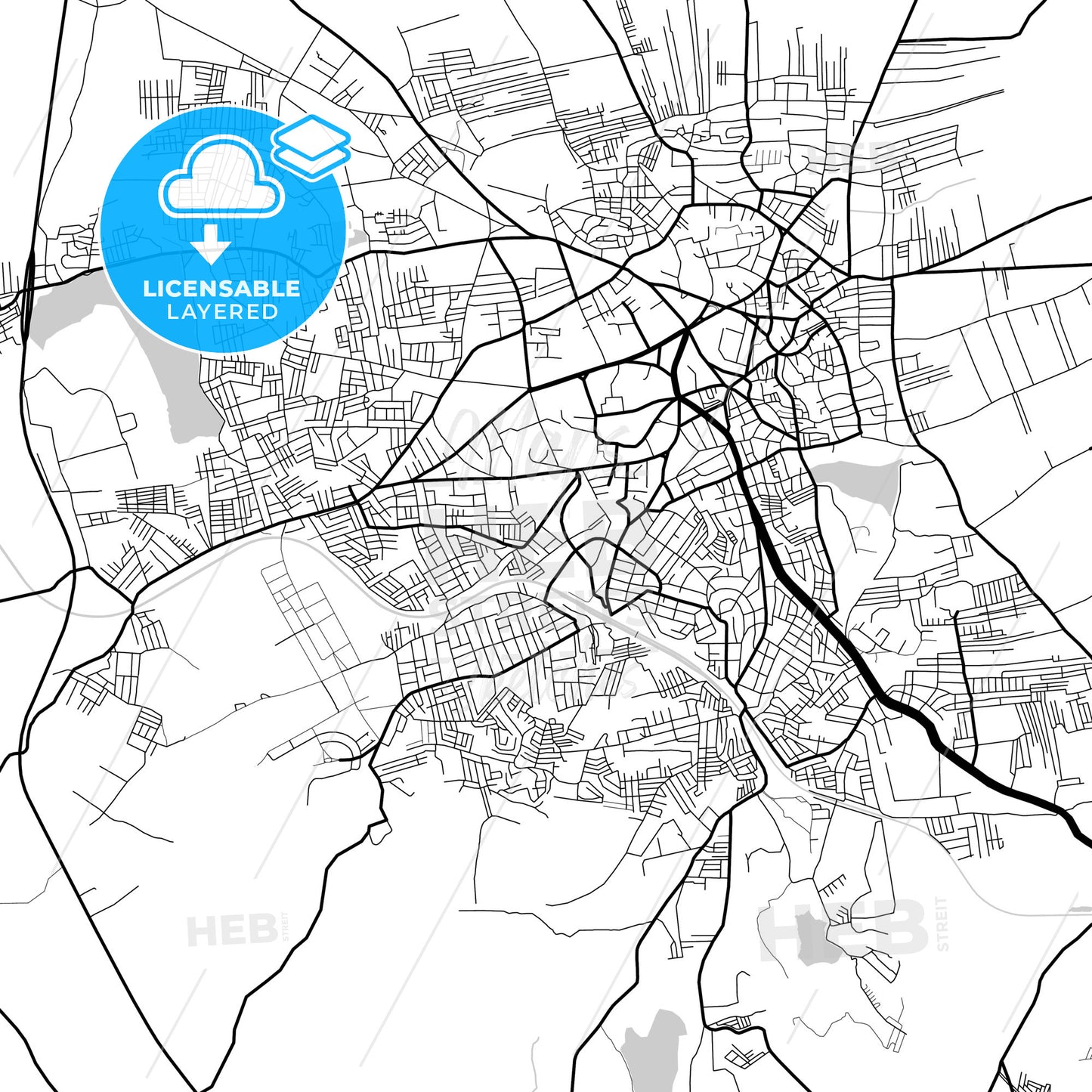 Layered PDF map of Hubli–Dharwad, Karnataka, India