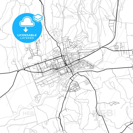 Layered PDF map of Humenné, Prešov Region, Slovakia