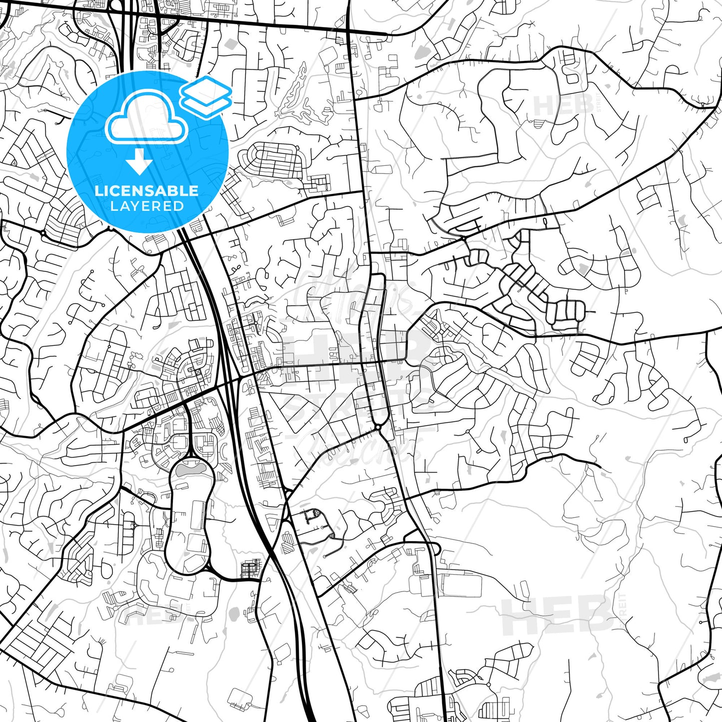 Layered PDF map of Huntersville, North Carolina, United States