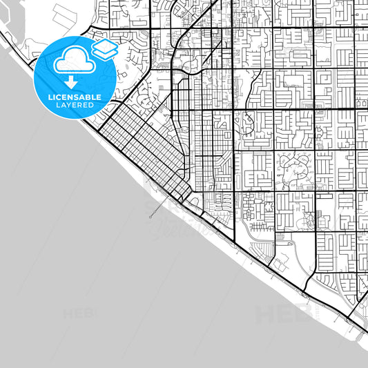Layered PDF map of Huntington Beach, California, United States