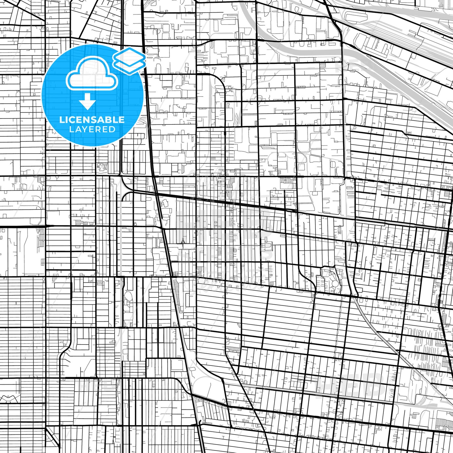Layered PDF map of Huntington Park, California, United States