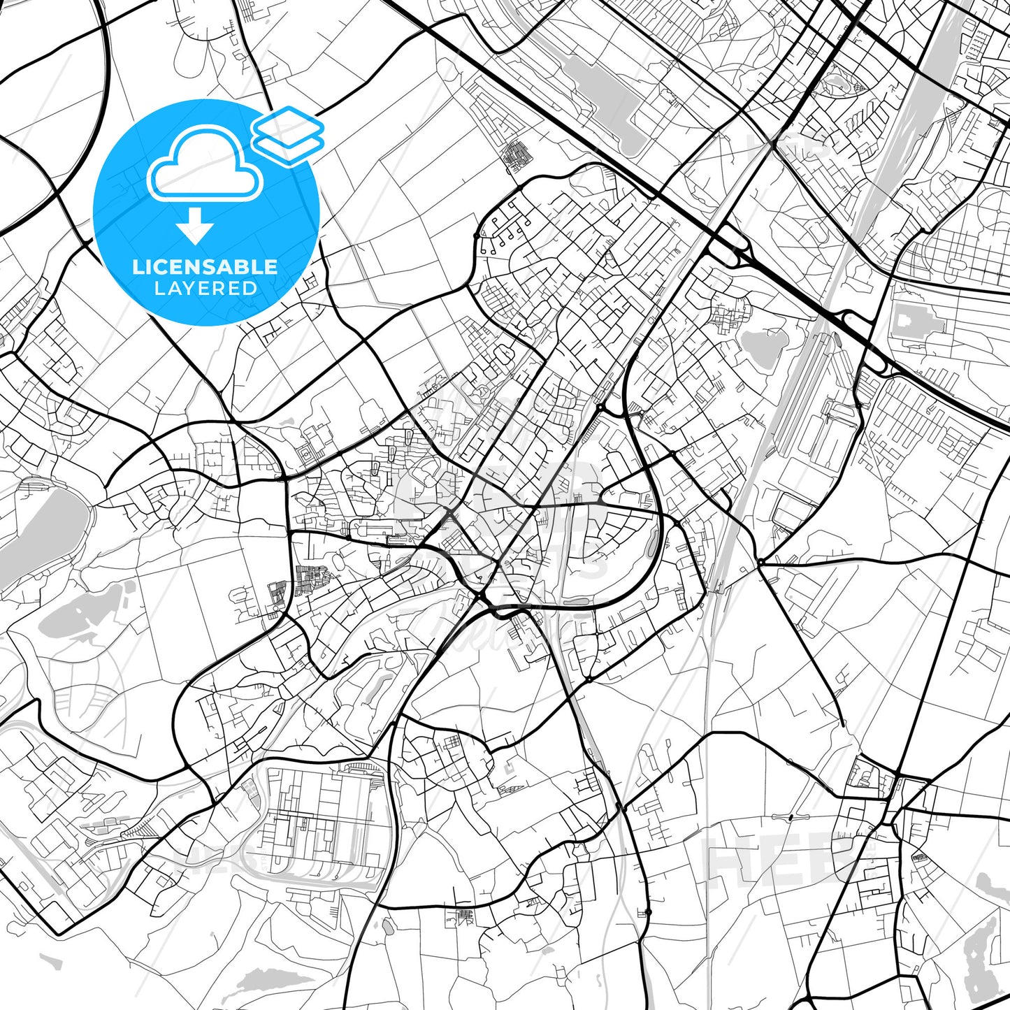 Layered PDF map of Hurth, North Rhine-Westphalia, Germany