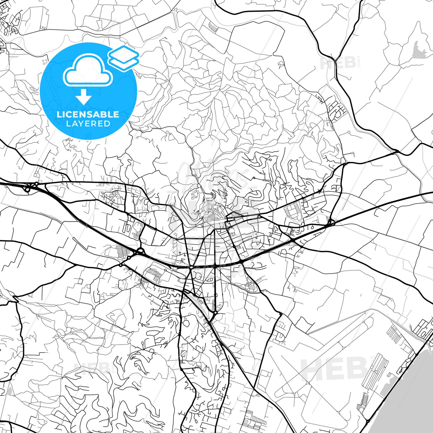 Layered PDF map of Hyères, Var, France