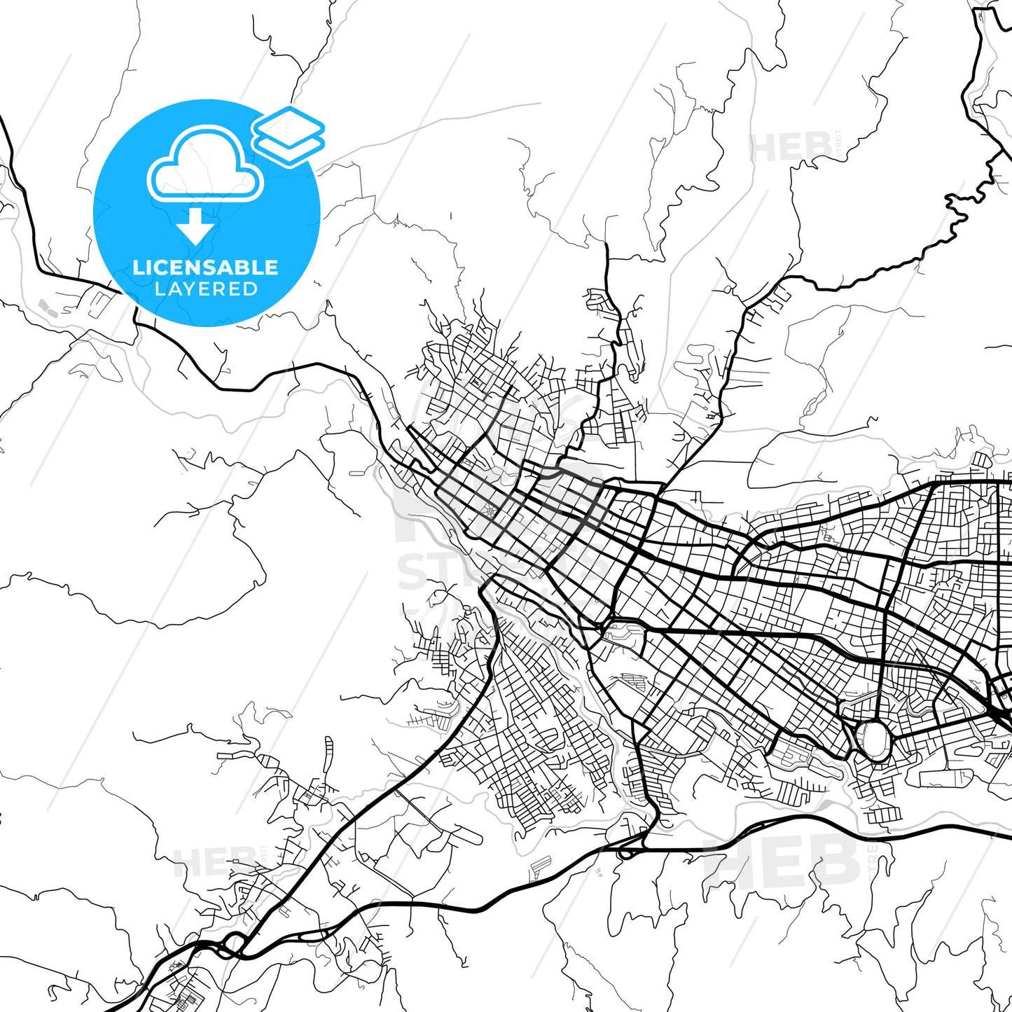 Layered PDF map of Ibague, Colombia