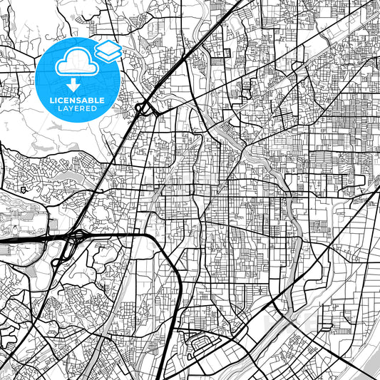 Layered PDF map of Ibaraki, Osaka, Japan