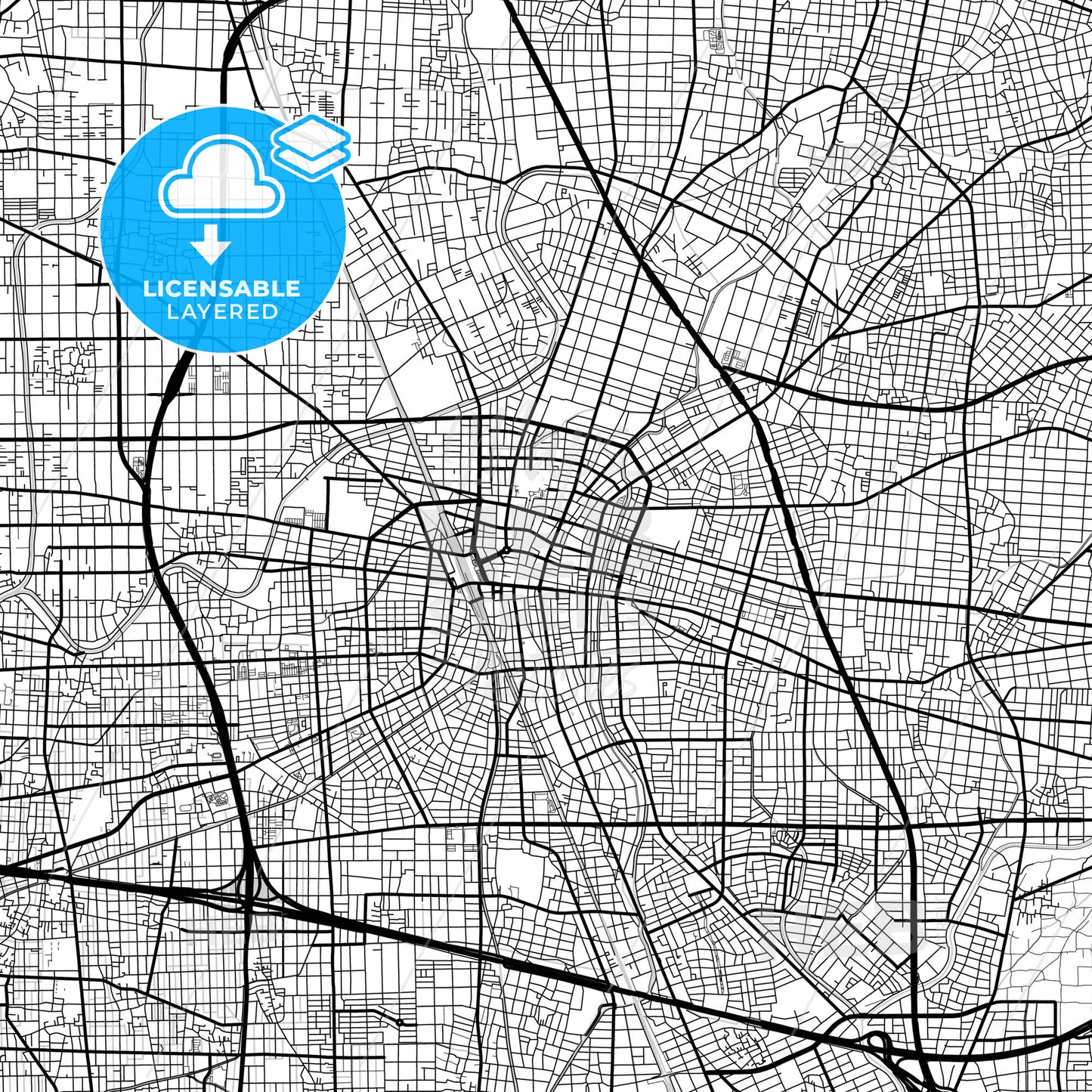 Layered PDF map of Ichinomiya, Aichi, Japan