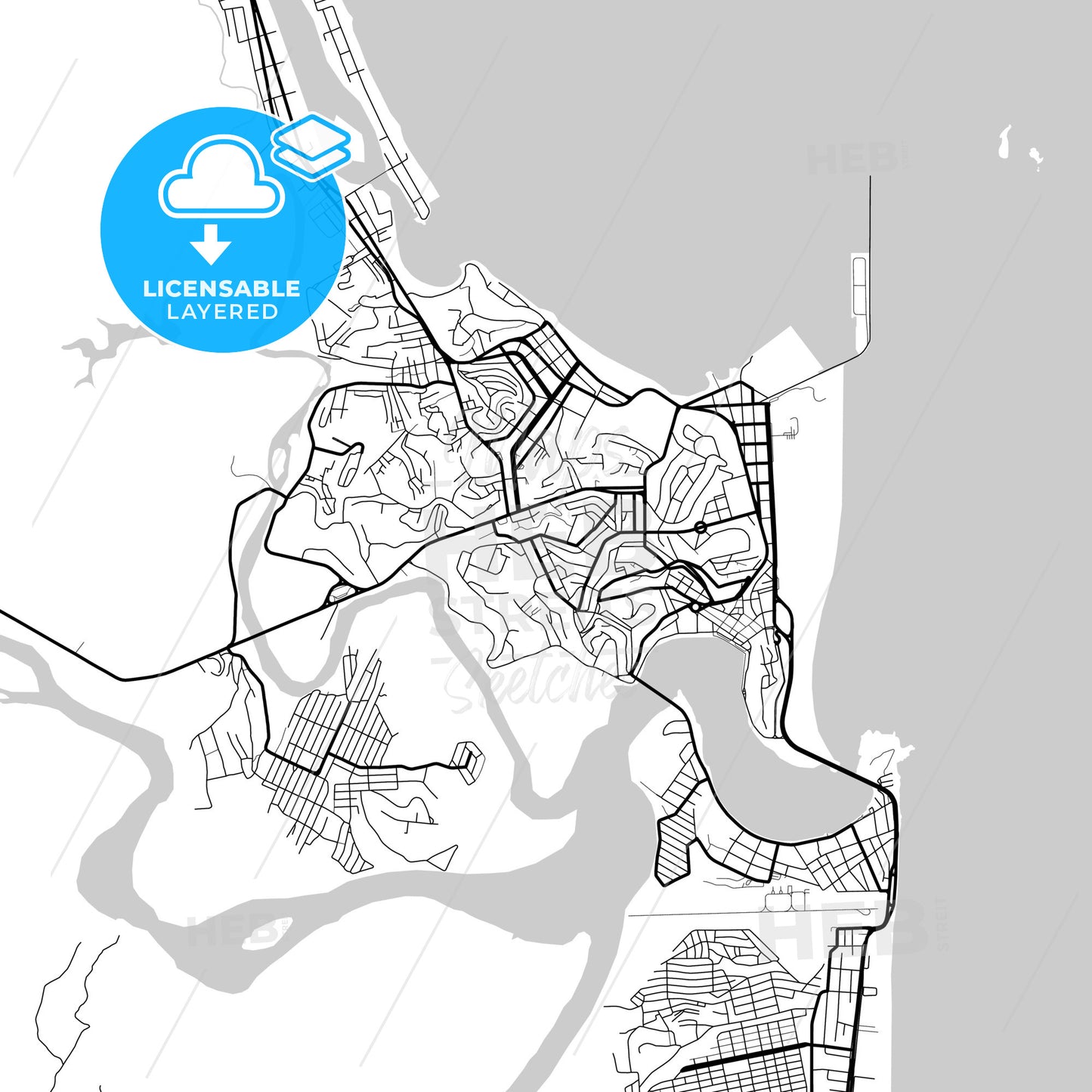 Layered PDF map of Ilheus, Brazil