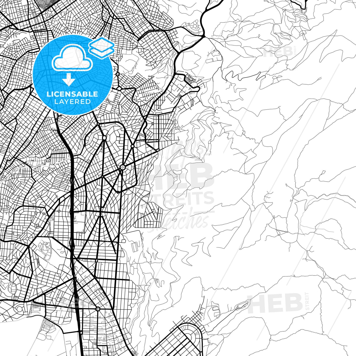 Layered PDF map of Ilioupoli, Attica, Greece