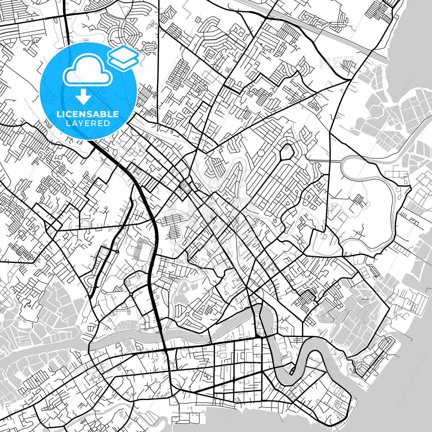 Layered PDF map of Iloilo City, Iloilo, Philippines