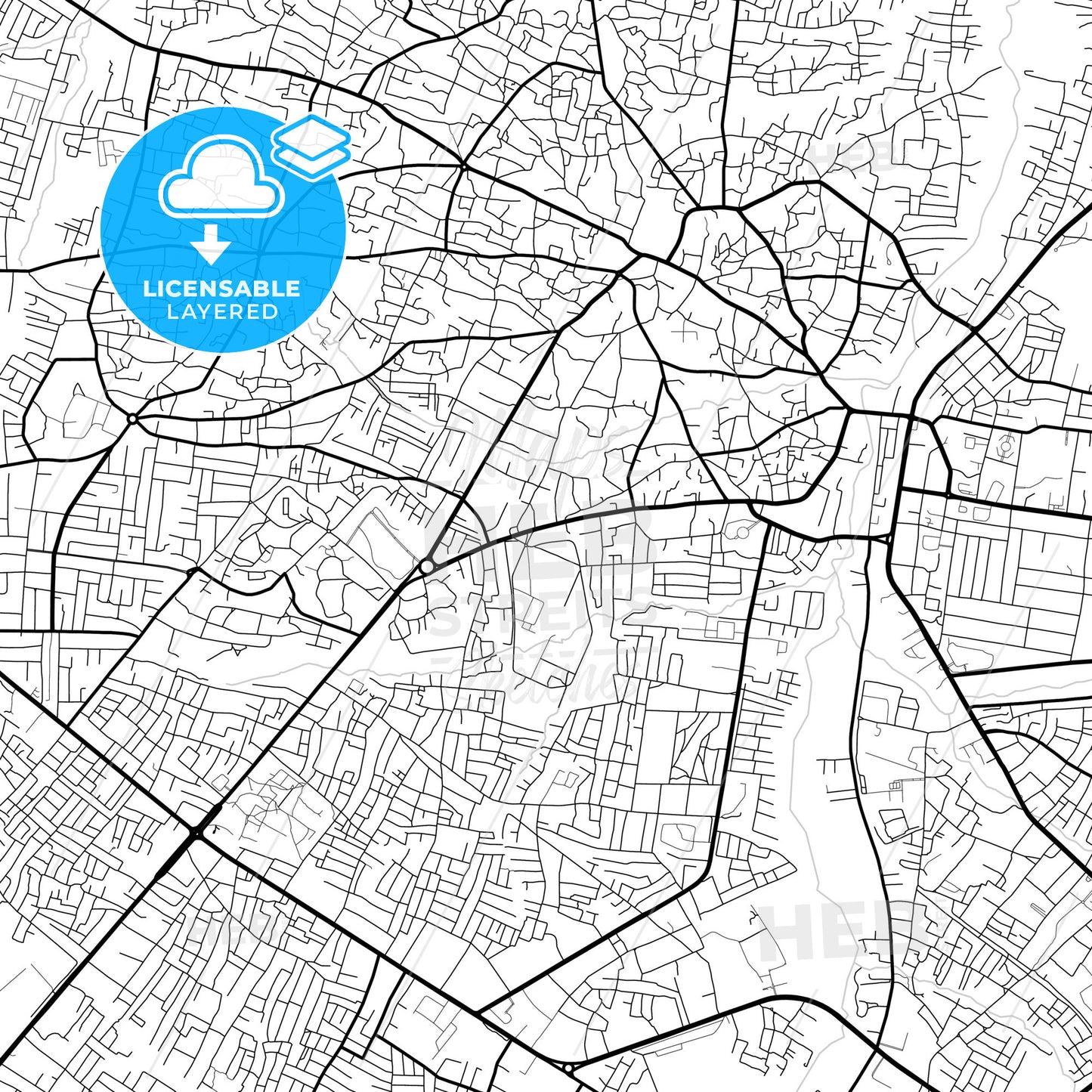 Layered PDF map of Ilorin, Nigeria