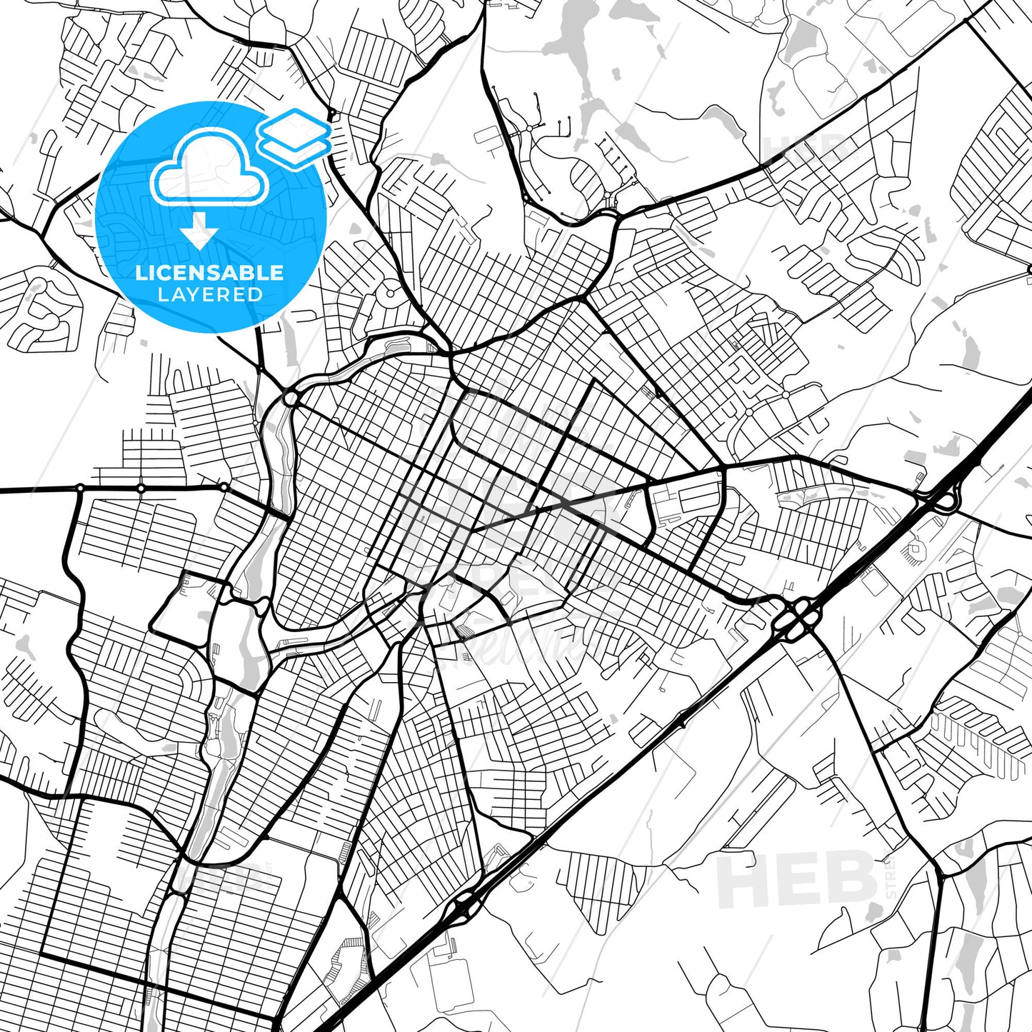 Layered PDF map of Indaiatuba, Brazil