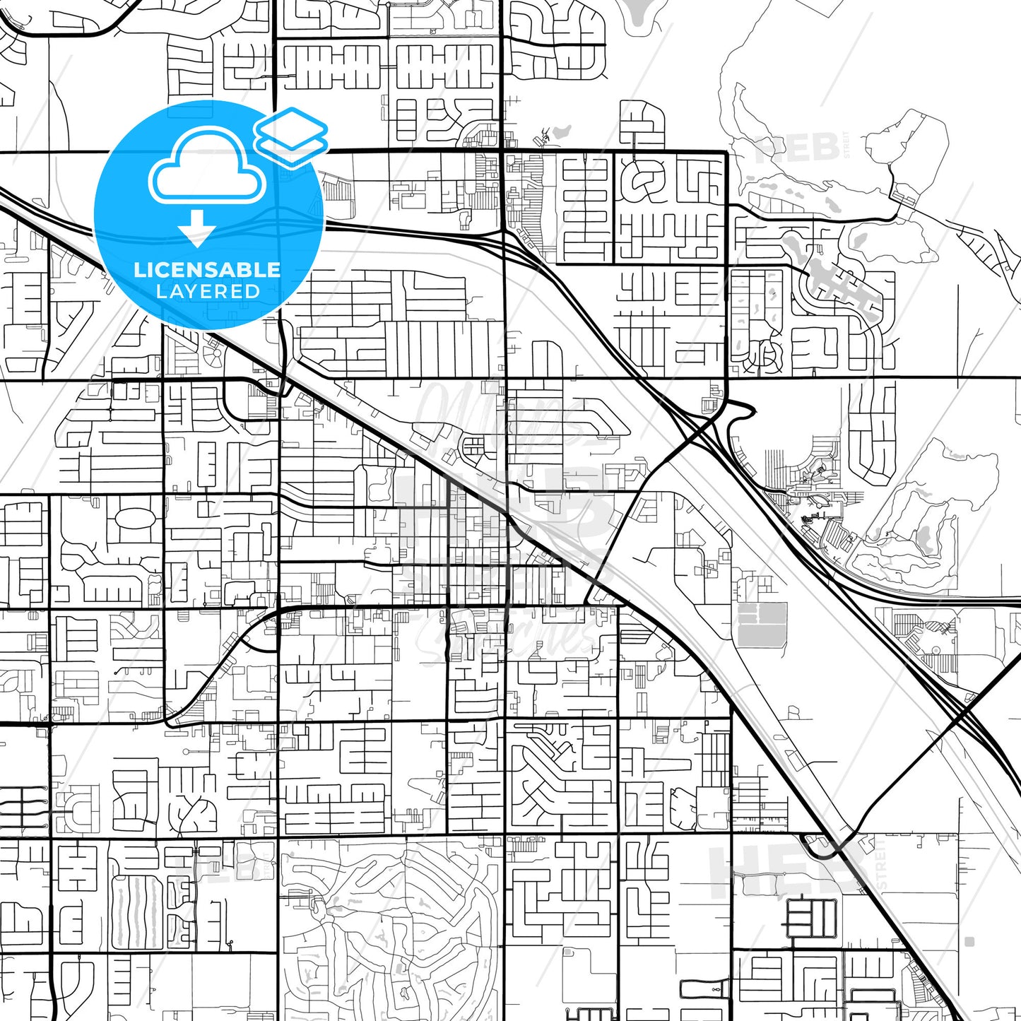 Layered PDF map of Indio, California, United States