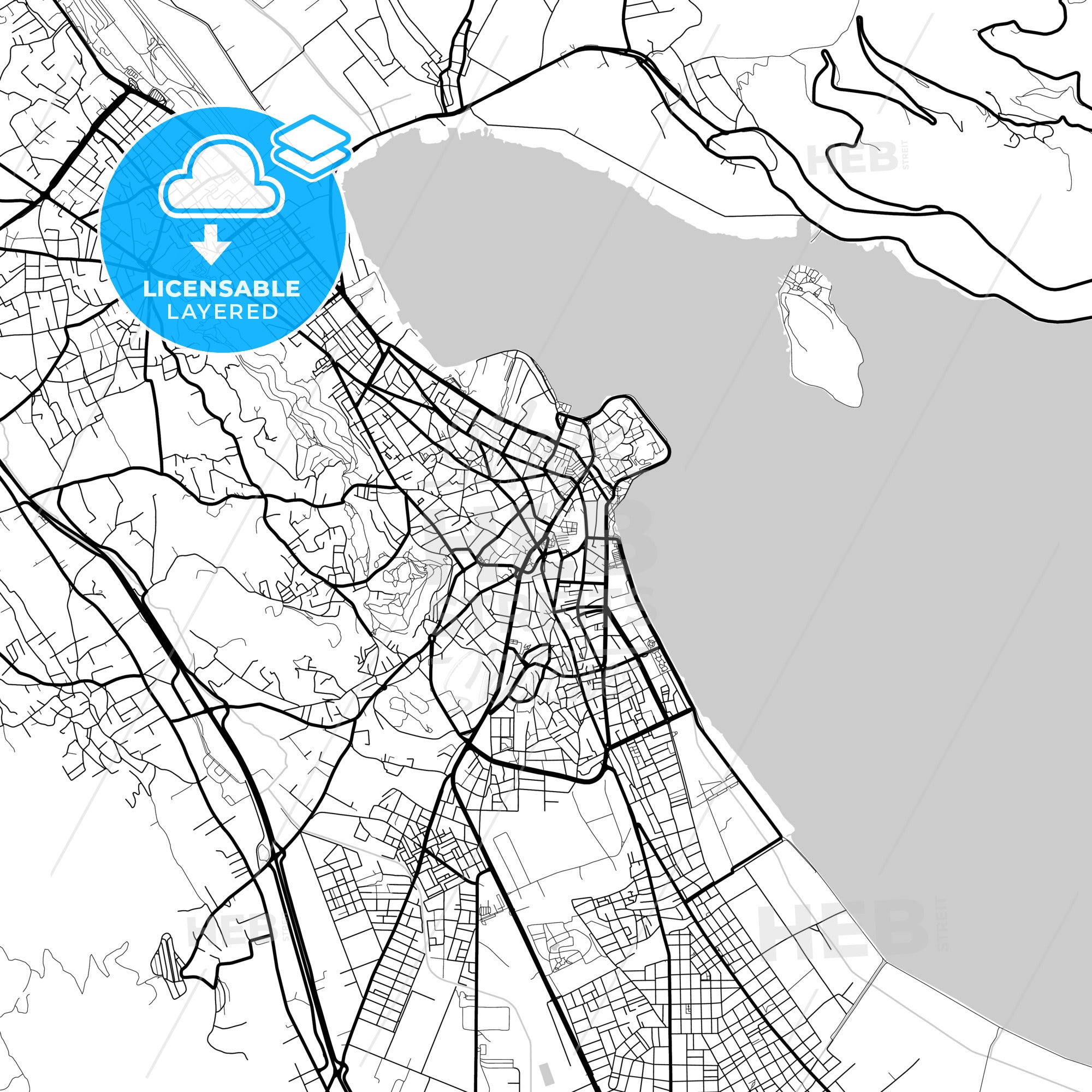 Layered PDF map of Ioannina, Epirus, Greece - Vector Download – HEBSTREITS