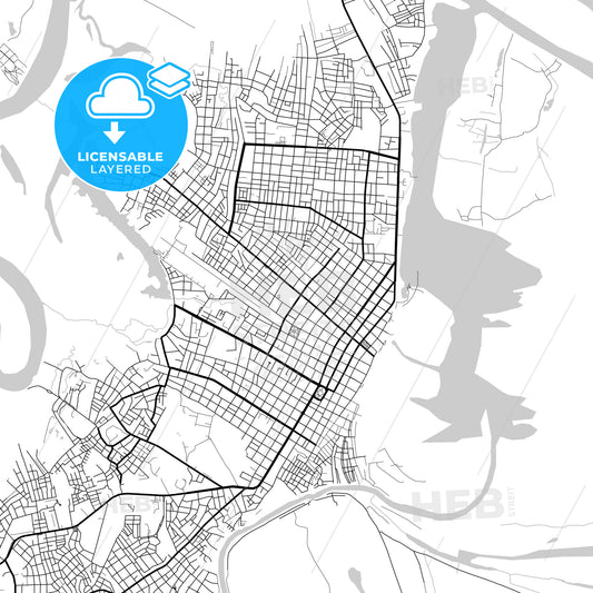 Layered PDF map of Iquitos, Peru