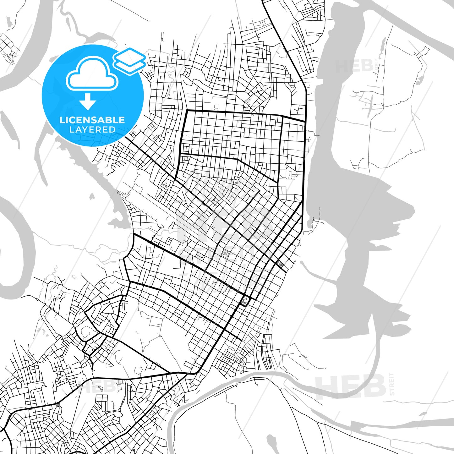 Layered PDF map of Iquitos, Peru