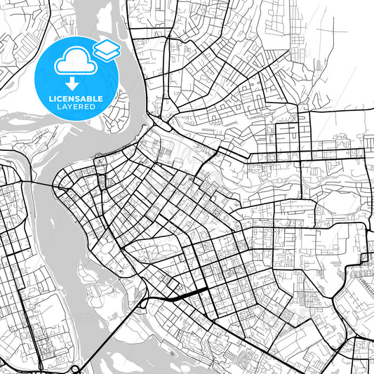 Layered PDF map of Irkutsk, Irkutsk Oblast, Russia