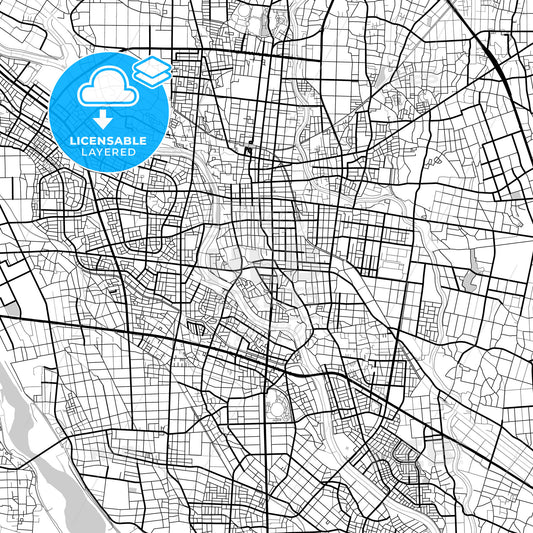 Layered PDF map of Isesaki, Gunma, Japan