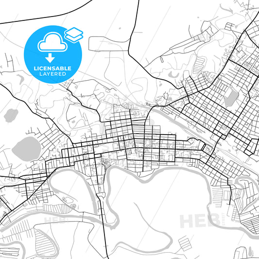 Layered PDF map of Ishim, Tyumen Oblast, Russia