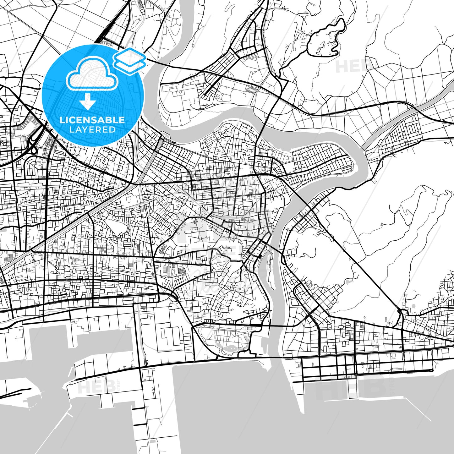 Layered PDF map of Ishinomaki, Miyagi, Japan