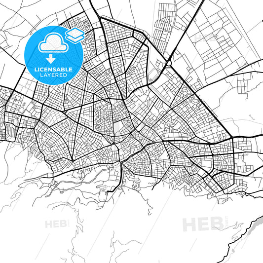 Layered PDF map of Isparta, Isparta, Turkey