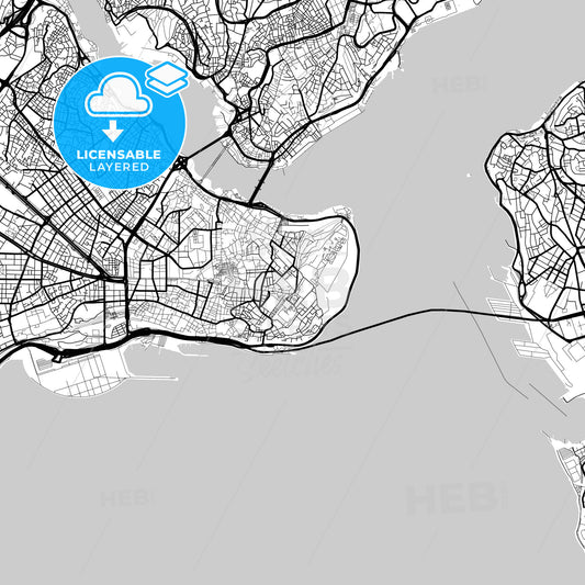 Layered PDF map of Istanbul, Istanbul, Turkey