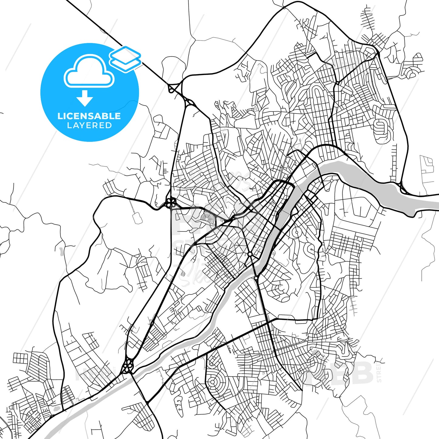 Layered PDF map of Itabuna, Brazil