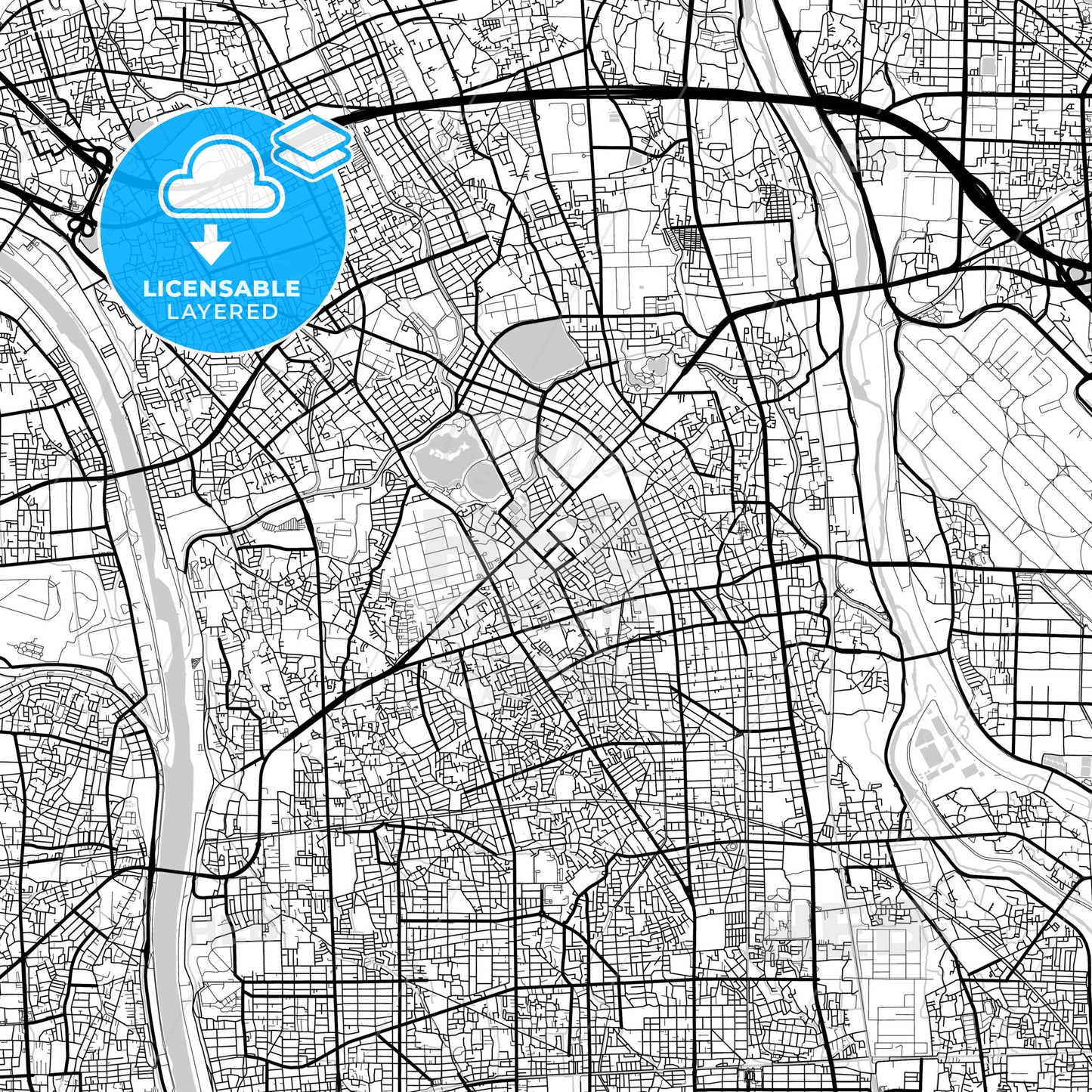 Layered PDF map of Itami, Hyōgo, Japan