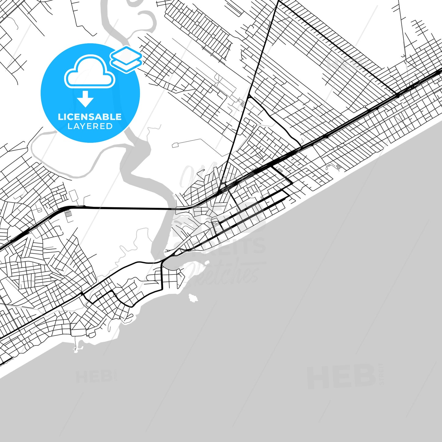 Layered PDF map of Itanhaem, Brazil