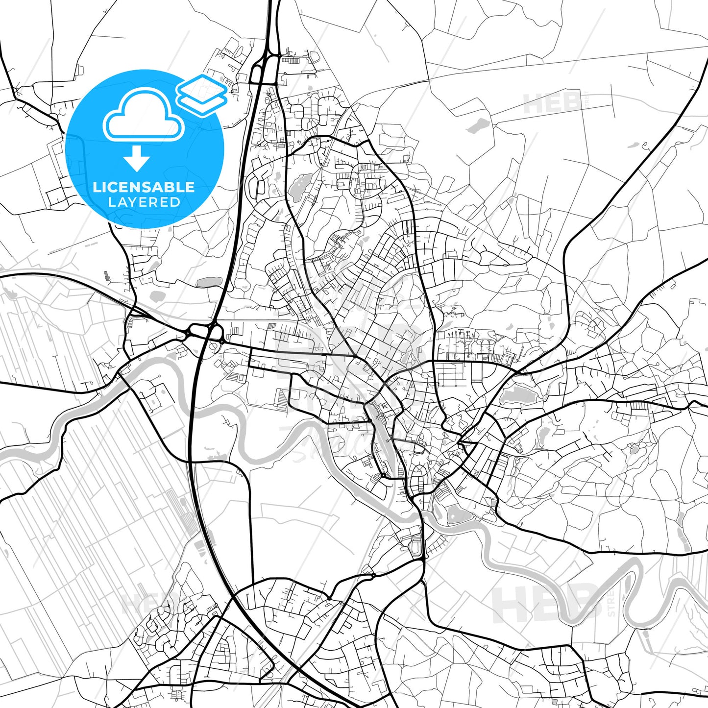 Layered PDF map of Itzehoe, Schleswig-Holstein, Germany