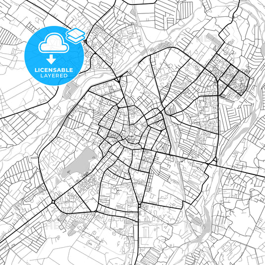 Layered PDF map of Ivano-Frankivsk, Ivano-Frankivsk Oblast, Ukraine