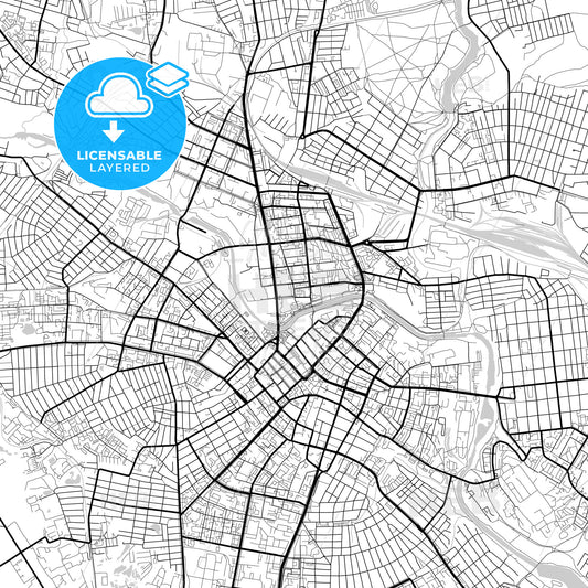 Layered PDF map of Ivanovo, Ivanovo Oblast, Russia