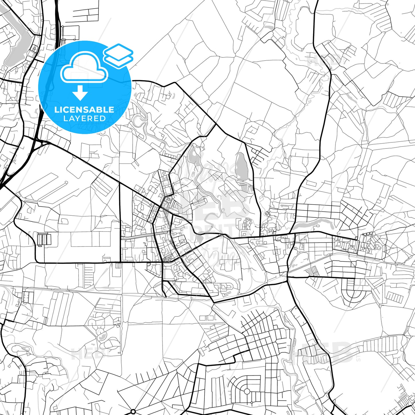 Layered PDF map of Ivanteyevka, Moscow Oblast, Russia