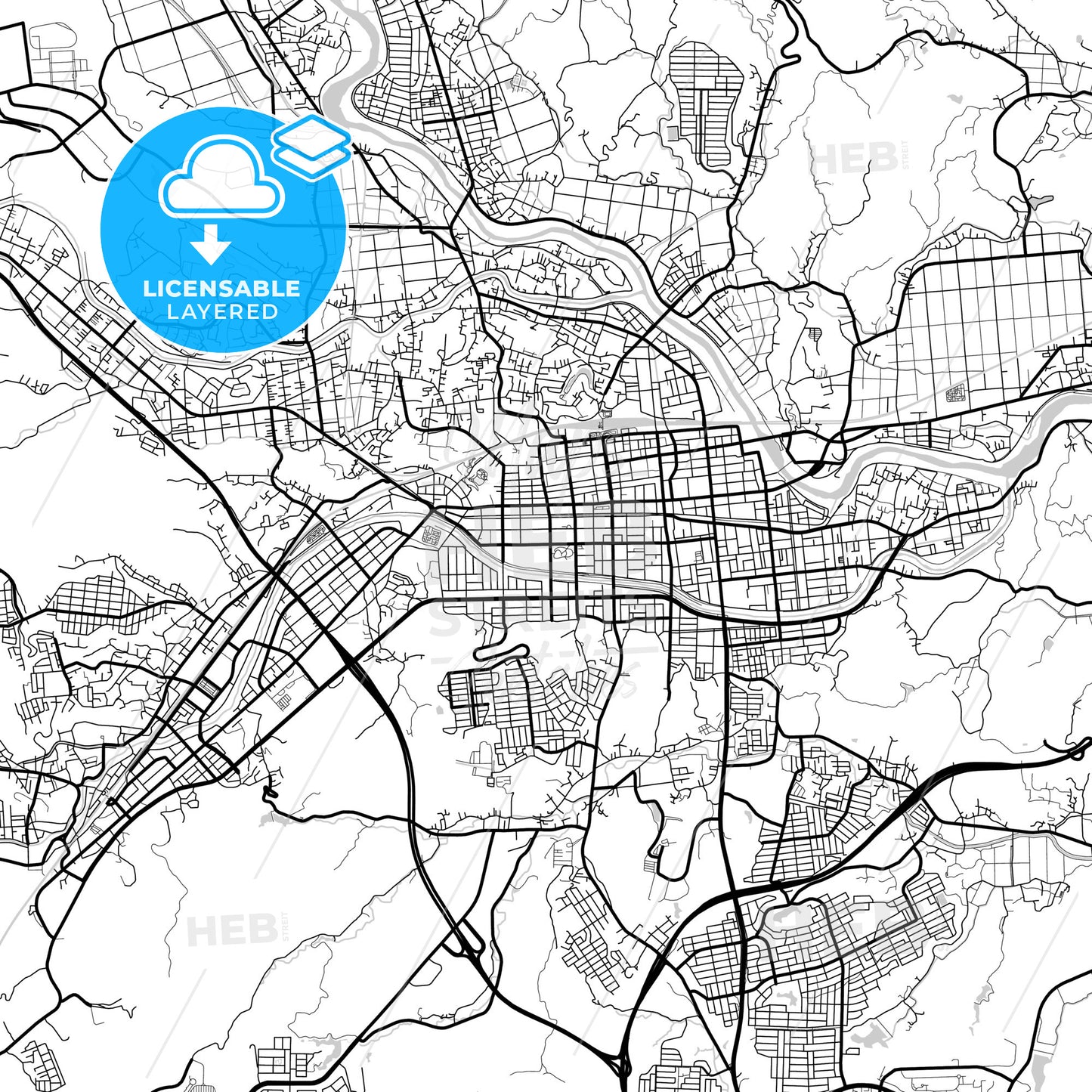 Layered PDF map of Iwaki, Fukushima, Japan