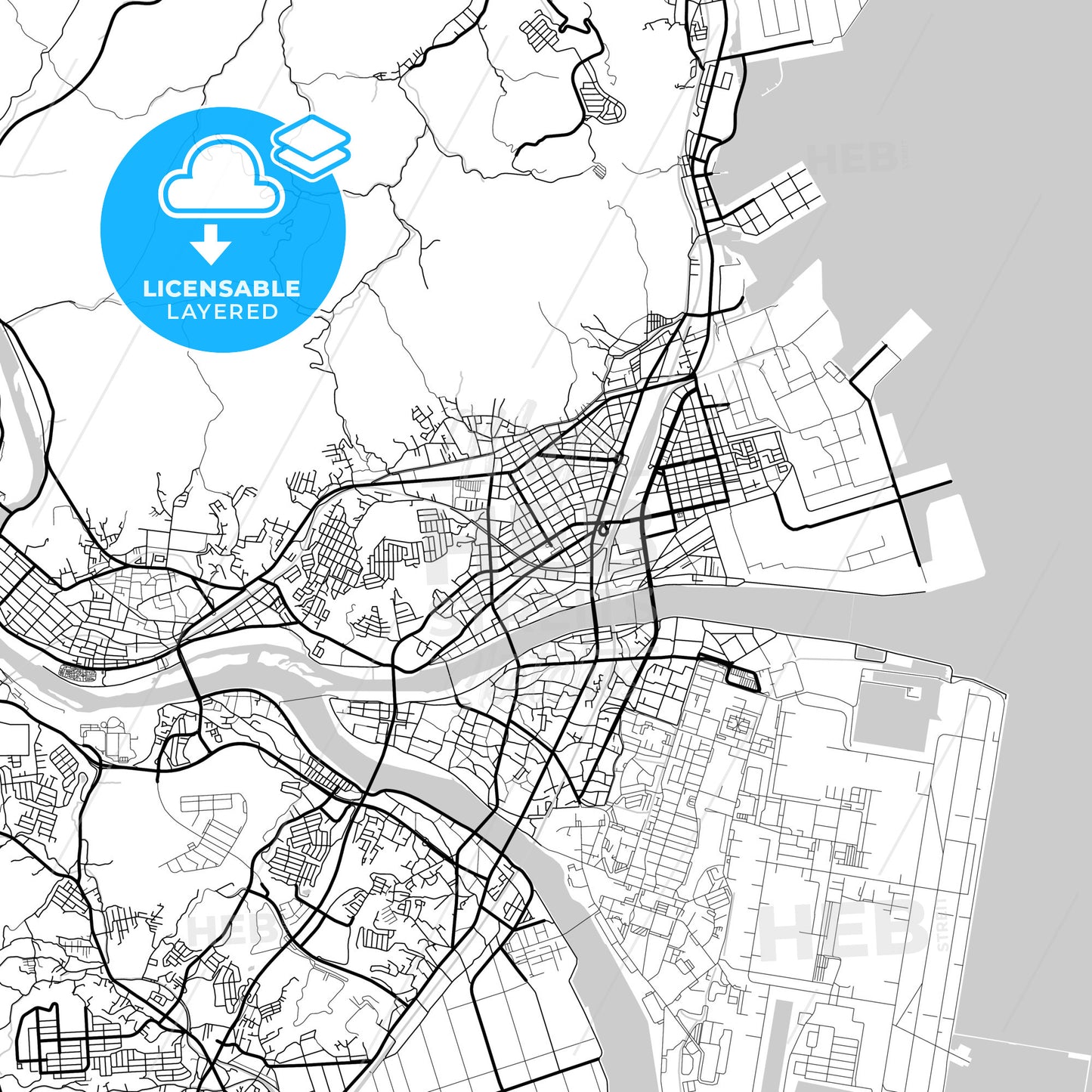 Layered PDF map of Iwakuni, Yamaguchi, Japan