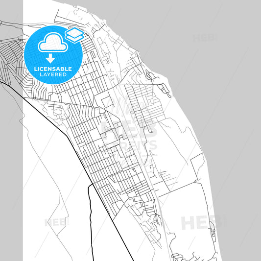 Layered PDF map of Izberbash, Republic of Dagestan, Russia