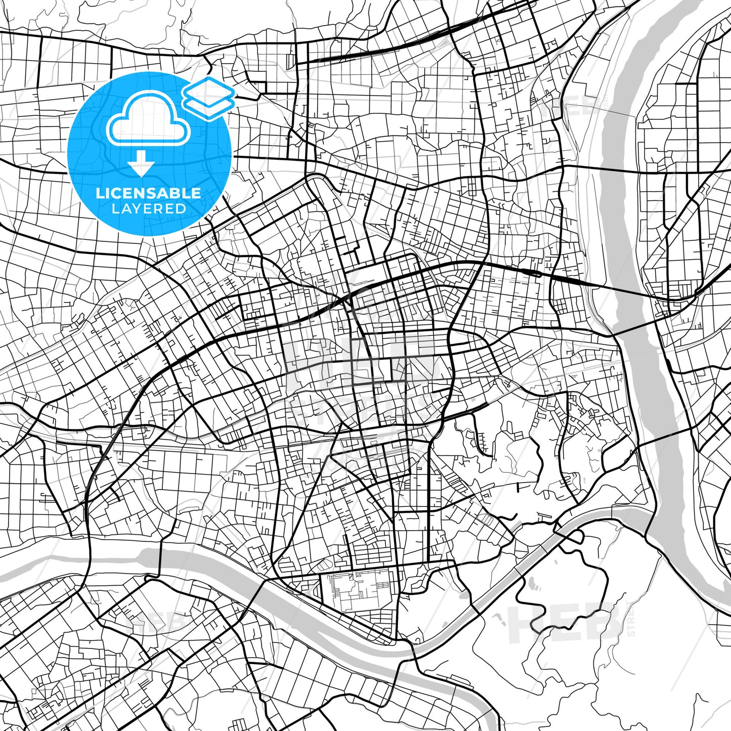 Layered PDF map of Izumo, Shimane, Japan