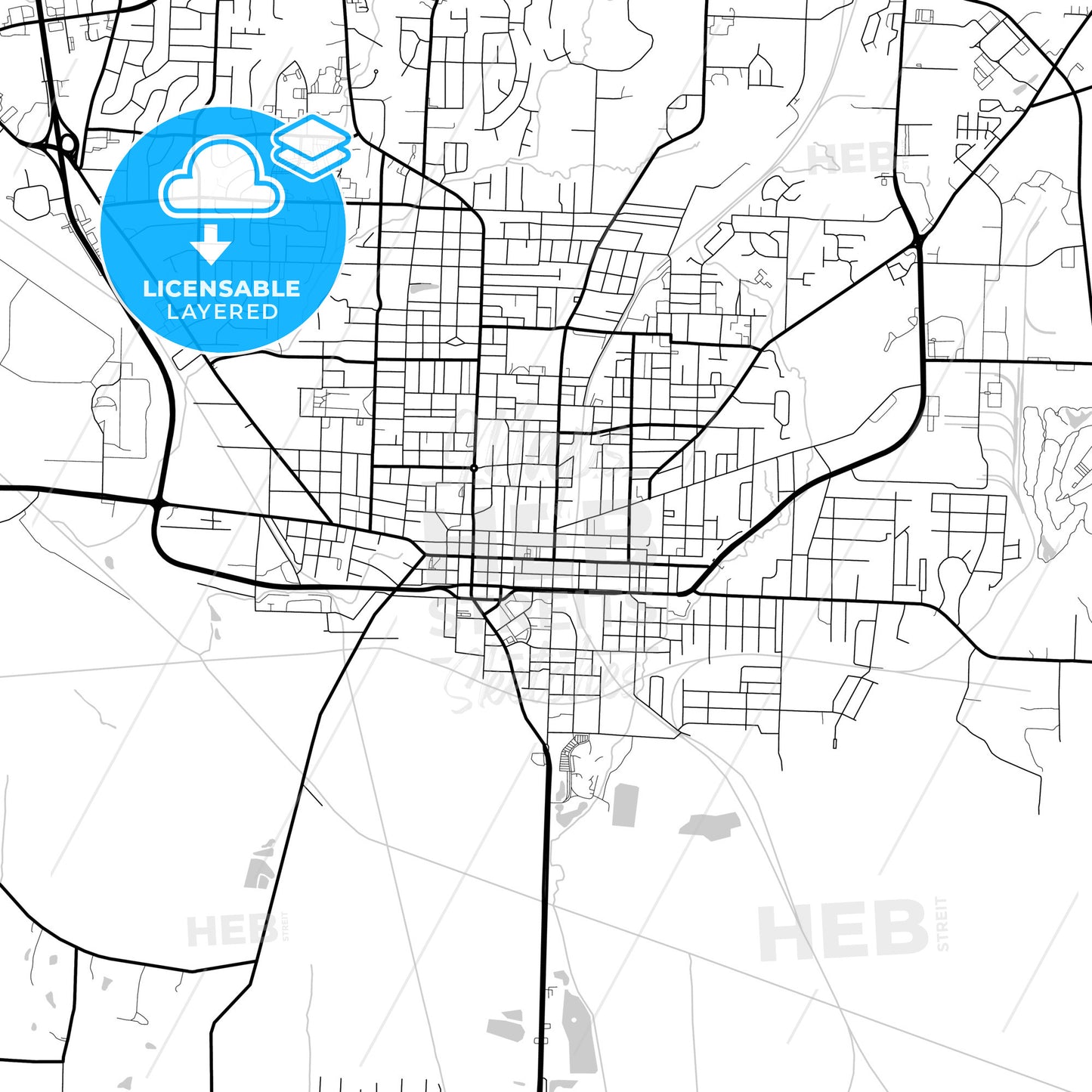 Layered PDF map of Jackson, Tennessee, United States