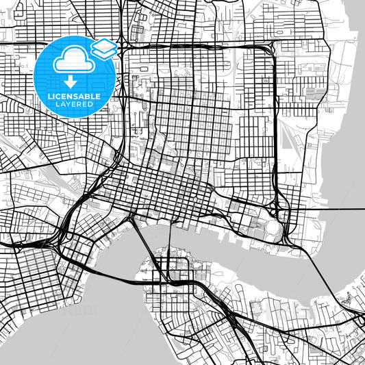 Layered PDF map of Jacksonville, Florida, United States