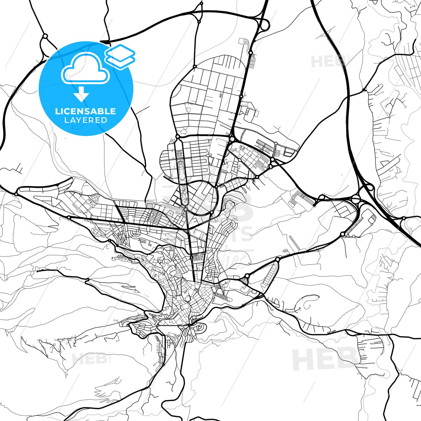 Layered PDF map of Jaén, Spain