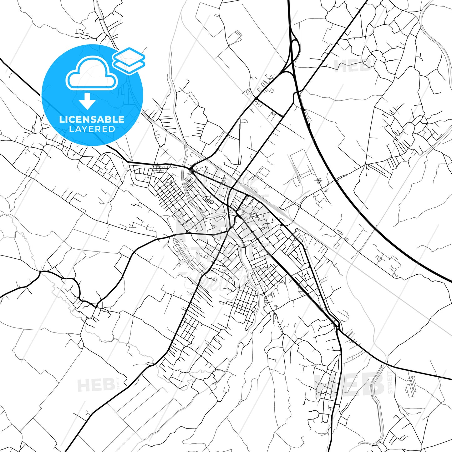 Layered PDF map of Jagodina, Pomoravlje, Serbia