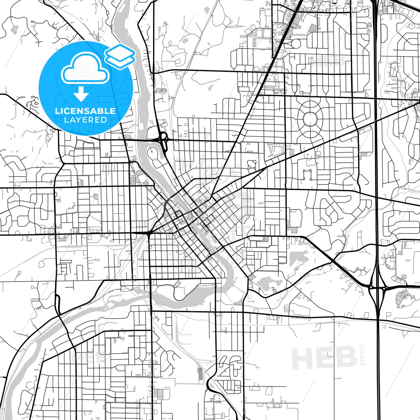 Layered PDF map of Janesville, Wisconsin, United States