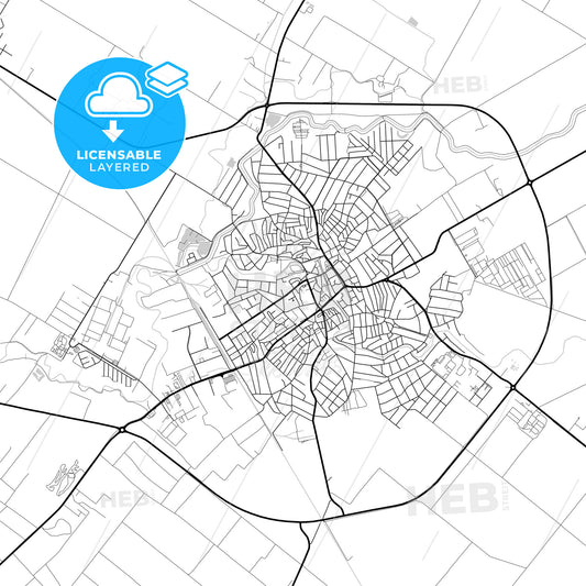 Layered PDF map of Jászberény, Jász-Nagykun-Szolnok, Hungary