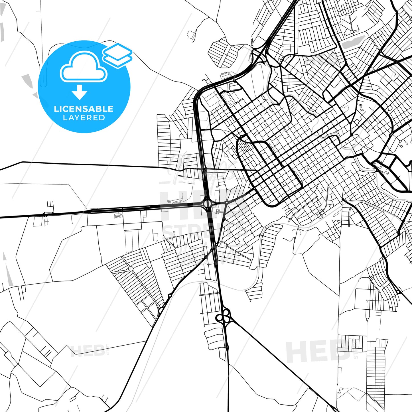 Layered PDF map of Jau, Brazil