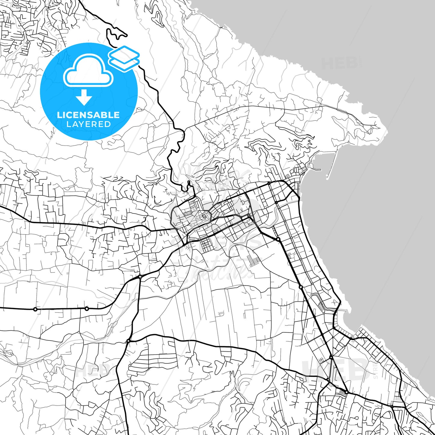 Layered PDF map of Javea, Alicante, Spain