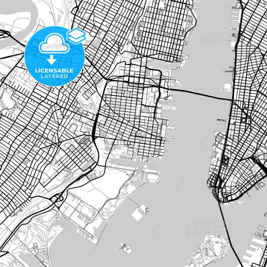 Layered PDF map of Jersey City, New Jersey, United States
